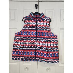 Lands End NWT Down Puffer Vest Chevron Fairisle 2x